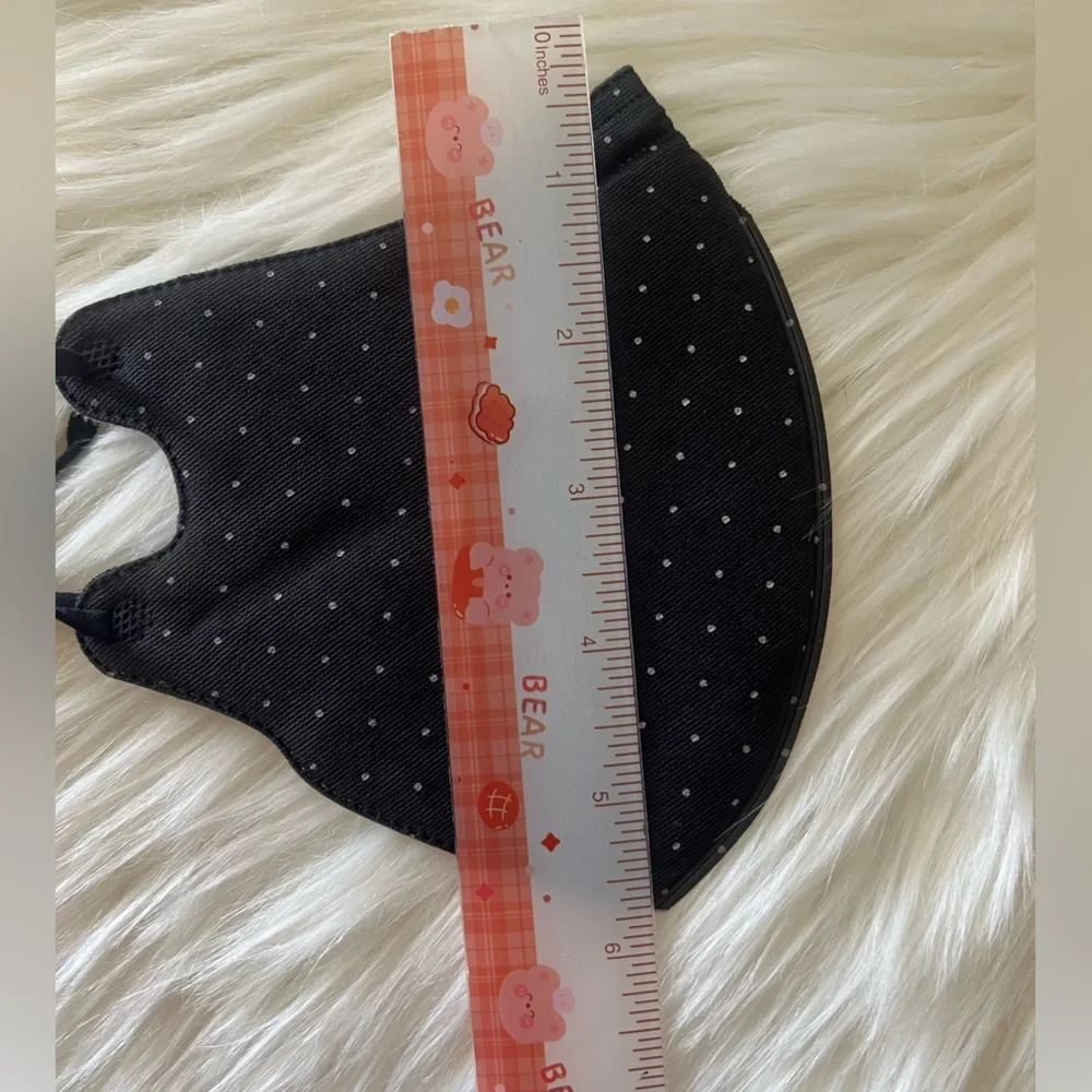 Reusable Fabric Face Mask Set of 2 : Black & Pink Polka Dot Washable Adult NEW